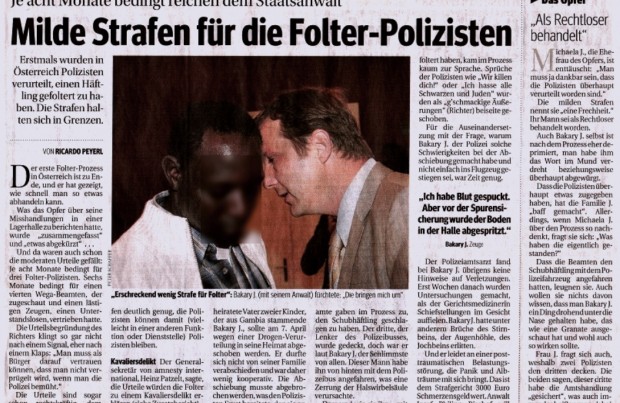 Kurier 01092006 Milde Strafen für Folterpolizisten 1089x777pix farb